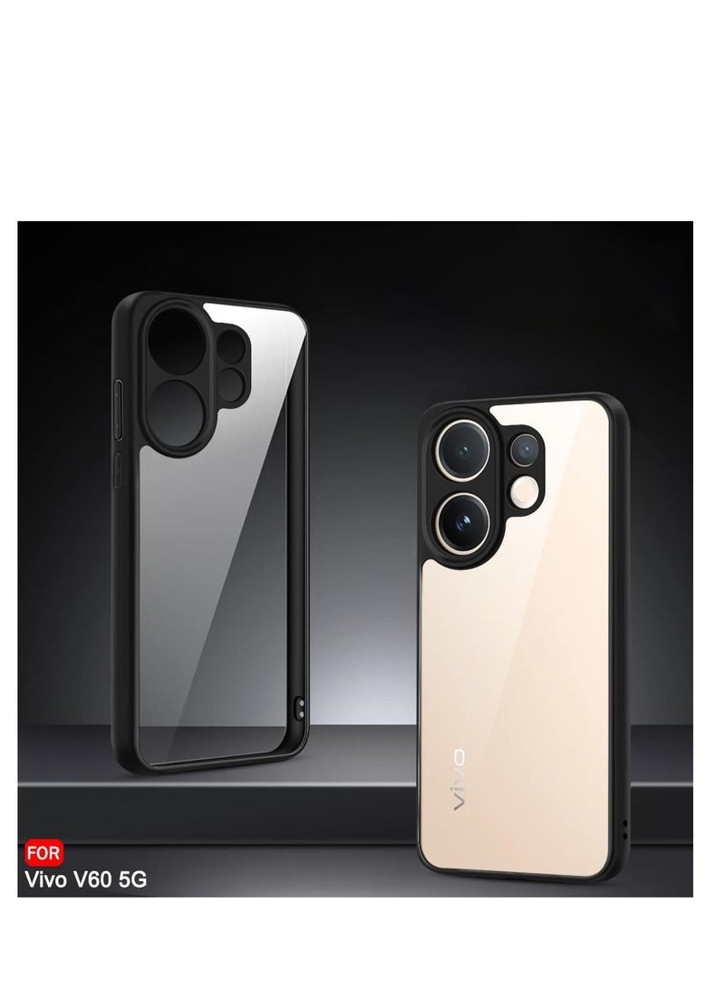 جراب شفاف متوافق مع هاتف Vivo V60 5G، مقاوم للصدمات بمواصفات عسكرية، مقاوم للاصفرار، جراب حماية نحيف للهاتف، غطاء كامل مع حماية لعدسة الكاميرا - أسود - Image 5